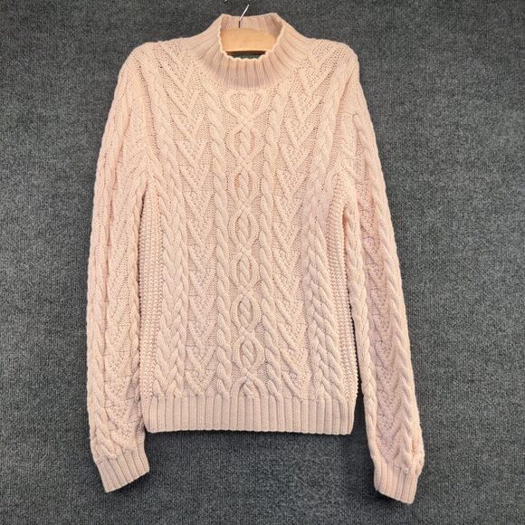 Lauren Ralph Lauren Women's Hand Knit Fisherman Cable Knit Sweater Pink Size L - Picture 5 of 13